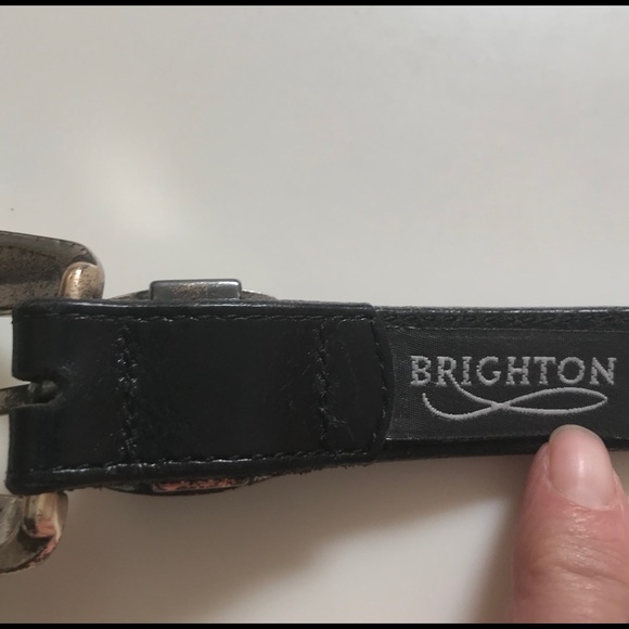 Brighton leather belt w silver accents - Picture 7 of 8